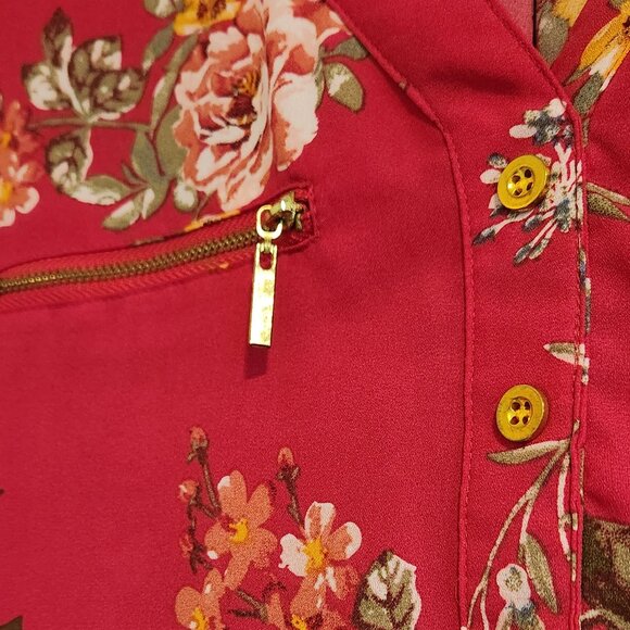 J for Justify Women's Pink Floral Sleeveless Blouse Size XL - Picture 2 of 13